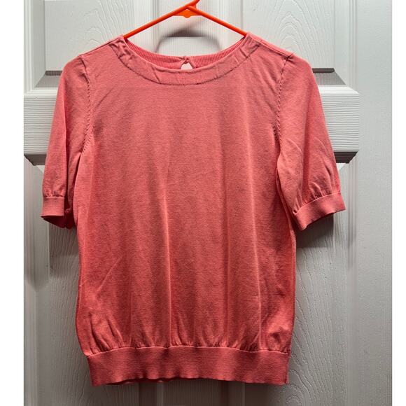 NWOT Talbots Size Mp Medium Petite Peach Keyhole Back Short Sleeve Top - Picture 1 of 6